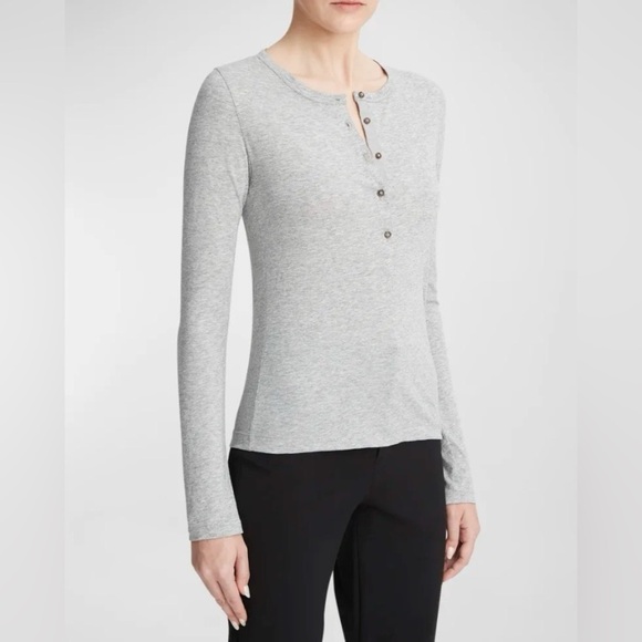 VINCE Long Sleeve Pima Cotton Henley Top Size XL - Picture 1 of 9